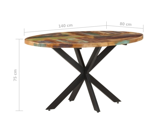 Mesa de comedor de madera maciza reciclada 140x80x75 cm