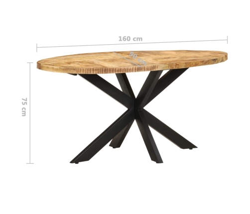 Mesa de comedor de madera de mango rugosa 160x90x75 cm