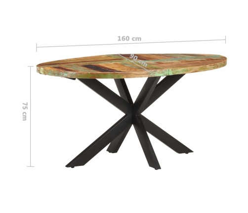 Mesa de comedor de madera maciza reciclada 160x90x75 cm