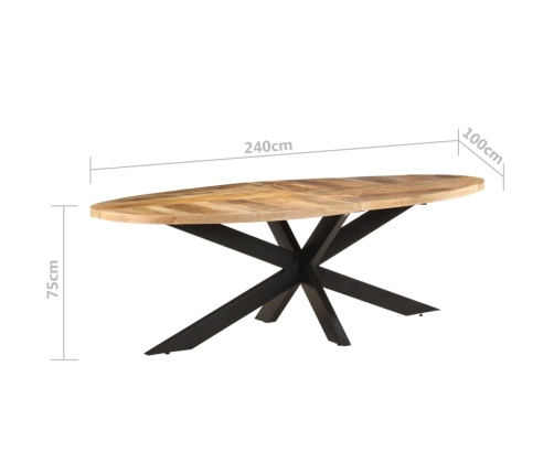 Mesa de comedor de madera de mango rugosa 240x100x75 cm