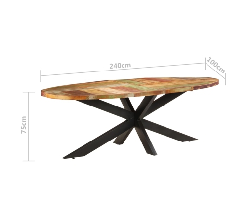 Mesa de comedor de madera maciza reciclada 240x100x75 cm