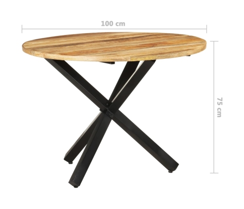 Mesa de comedor madera de mango rugosa redonda 100x100x75 cm