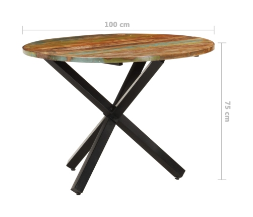 Mesa de comedor madera maciza reciclada redonda 100x100x75 cm