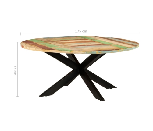 Mesa de comedor redonda madera maciza reciclada 175x75 cm