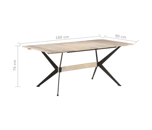 Mesa de comedor de madera maciza de mango 180x90x76 cm