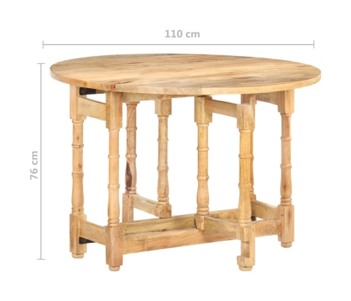 Mesa de comedor redonda de madera maciza de mango 110x76 cm