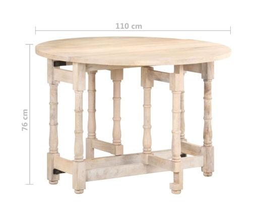 vidaXL Mesa de comedor redonda de madera maciza de mango 110x76 cm