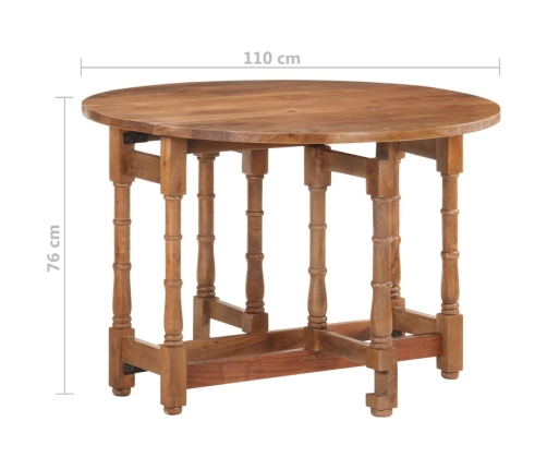 Mesa de comedor redonda de madera maciza de mango 110x76 cm