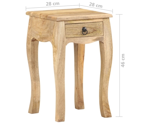 Mesita de noche de madera maciza de mango 28x28x46 cm