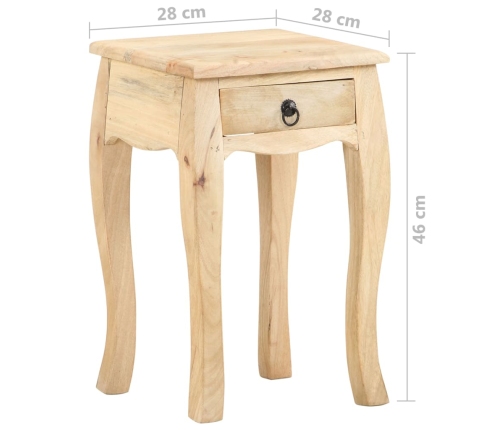 Mesita de noche de madera maciza de mango 28x28x46 cm