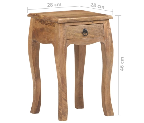 Mesita de noche de madera maciza de mango 28x28x46 cm