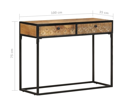 Mesa consola de madera maciza de mango 100x35x75 cm