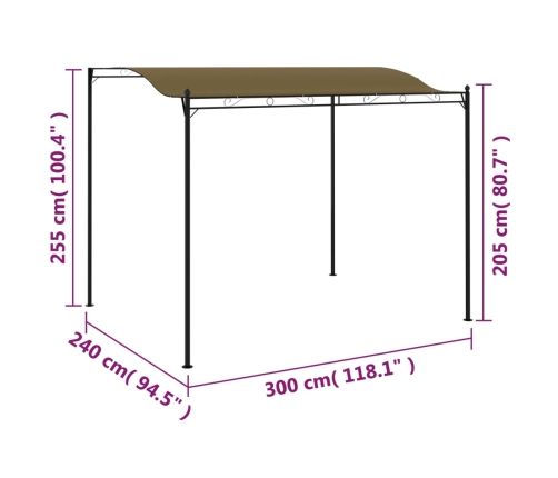 Toldo parasol gris taupe 3x2,4 cm 180 g/m²