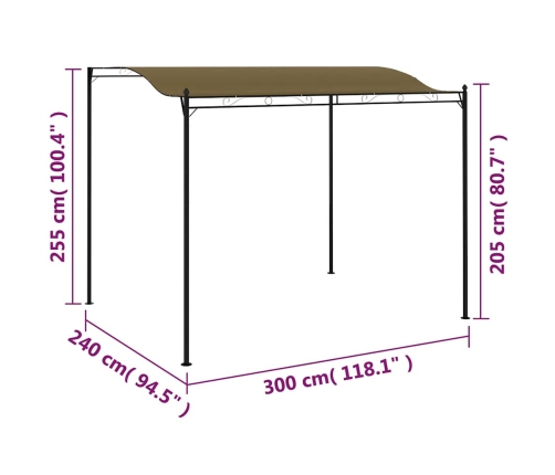 Toldo parasol gris taupe 3x2,4 cm 180 g/m²