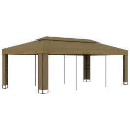 Cenador con doble techo gris taupe 3x6 m 180 g/m²