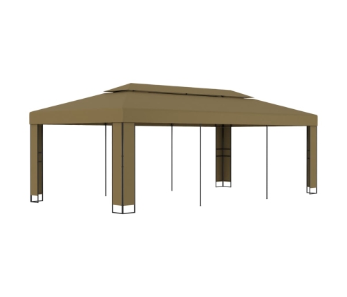 Cenador con doble techo gris taupe 3x6 m 180 g/m²