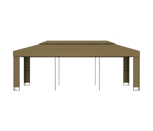 Cenador con doble techo gris taupe 3x6 m 180 g/m²