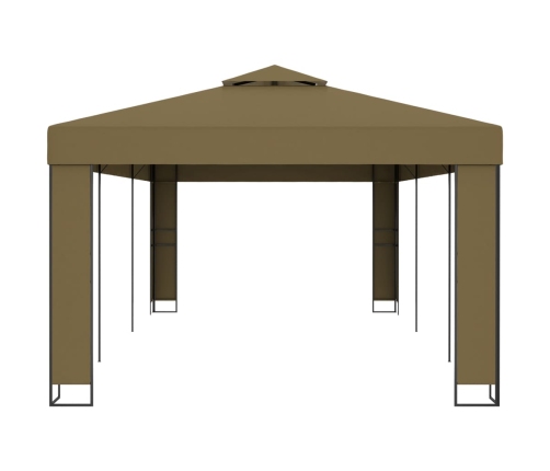 Cenador con doble techo gris taupe 3x6 m 180 g/m²