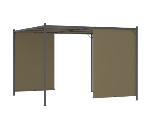 Pérgola de jardín con tejado retráctil gris taupe 3x3m 180 g/m²