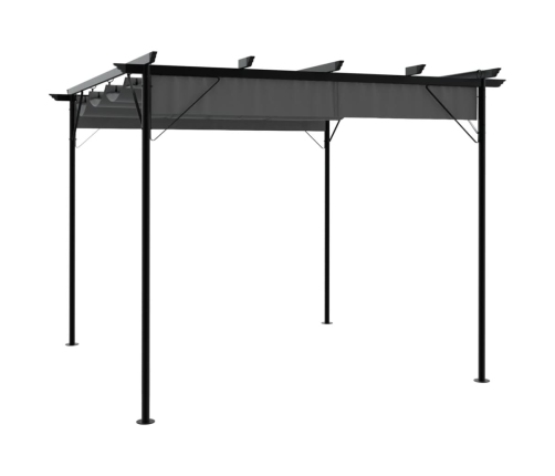 Pérgola con tejado retráctil acero gris antracita 3x3m 180 g/m²