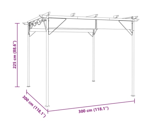 Pérgola con tejado retráctil acero gris antracita 3x3m 180 g/m²