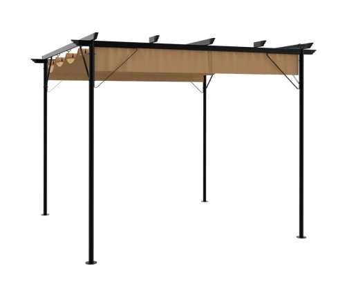 Pérgola con tejado retráctil acero gris taupe 3x3 m 180 g/m²