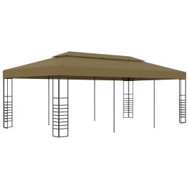 Cenador de jardín 6x3x2,7 m gris taupe 180 g/m²