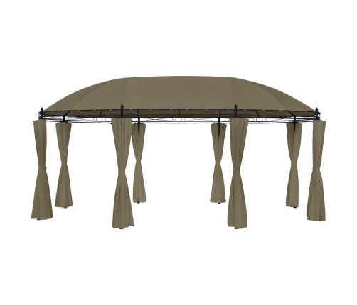 Cenador con cortinas gris taupe 180g/m² 520x349x255 cm