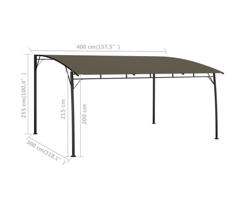 Toldo parasol de jardín gris taupe 4x3x2,55 m