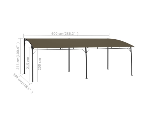 Toldo parasol de jardín gris taupe 6x3x2,55 m