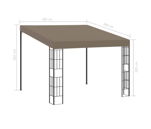 Cenador con montaje en la pared gris taupe 3x3 m