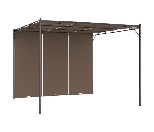 Cenador de jardín con cortina lateral gris taupe 3x3x2,25 m