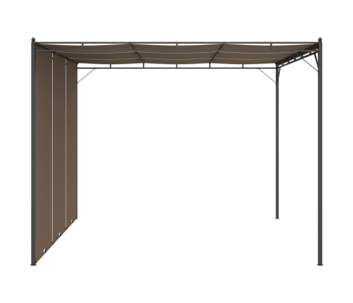 Cenador de jardín con cortina lateral gris taupe 3x3x2,25 m
