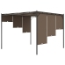 Cenador de jardín con cortina lateral gris taupe 3x3x2,25 m