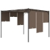 Cenador de jardín con cortina lateral gris taupe 3x3x2,25 m