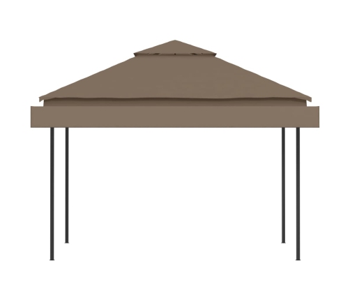 Cenador con techo extensible doble gris taupe 3x3x2,75m 180g/m²