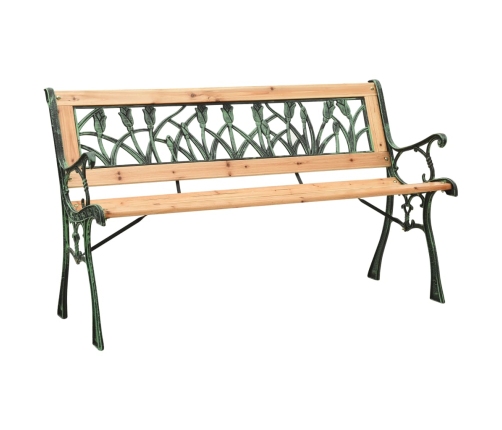 Banco de jardín hierro fundido y madera de abeto maciza 122 cm