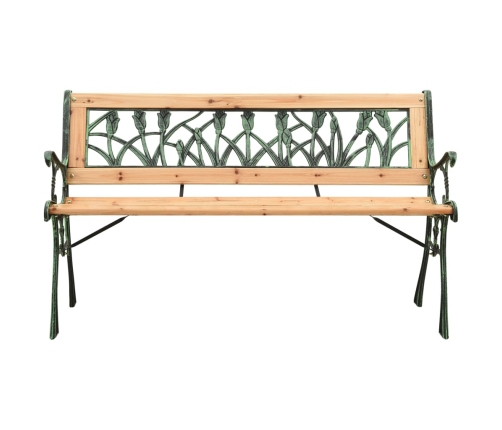 Banco de jardín hierro fundido y madera de abeto maciza 122 cm