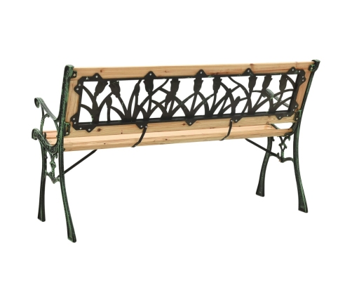 Banco de jardín hierro fundido y madera de abeto maciza 122 cm