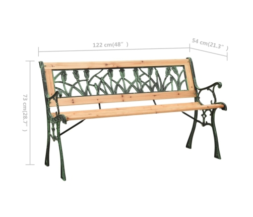 Banco de jardín hierro fundido y madera de abeto maciza 122 cm