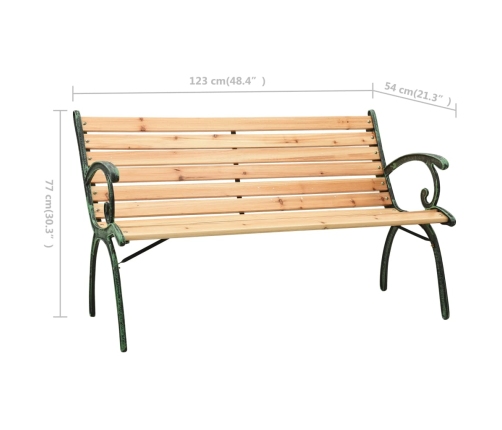 vidaXL Banco de jardín hierro fundido y madera maciza de abeto 123 cm