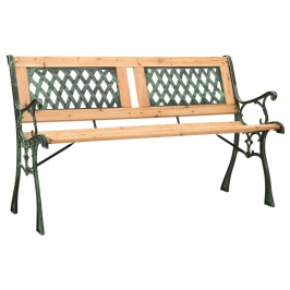 Banco de jardín hierro fundido y madera de abeto maciza 122 cm