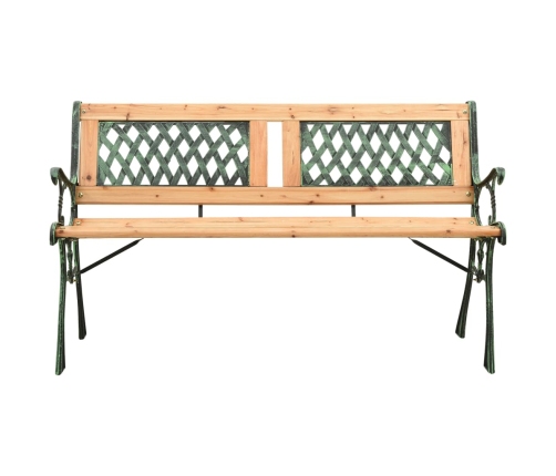 Banco de jardín hierro fundido y madera de abeto maciza 122 cm