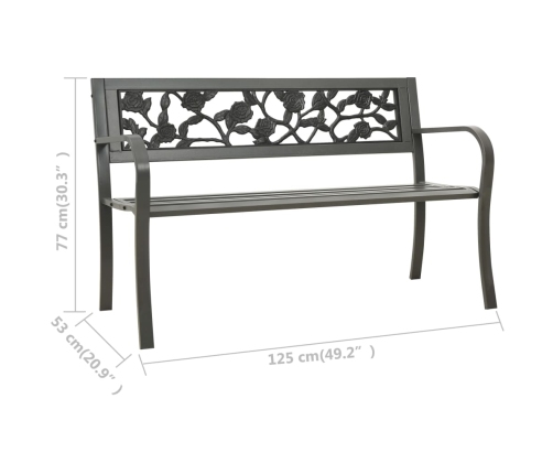 vidaXL Banco de jardín acero gris 125 cm