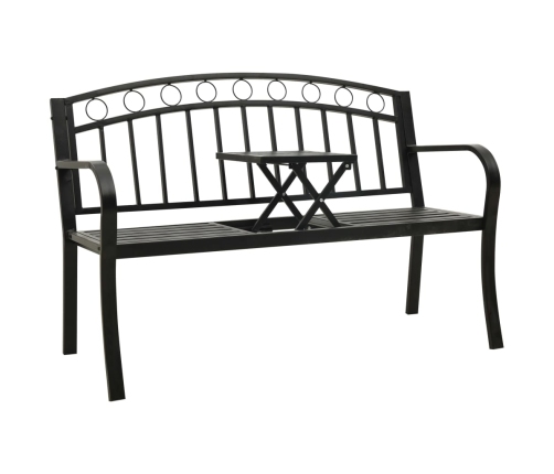 Banco de jardín con mesa acero negro 125 cm