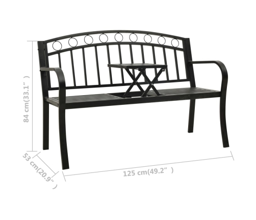 Banco de jardín con mesa acero negro 125 cm