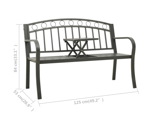 Banco de jardín con mesa acero gris 125 cm