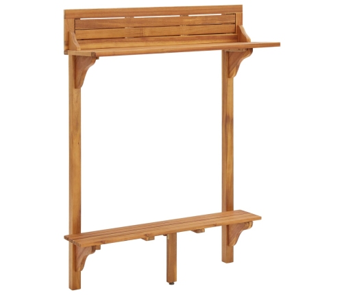 vidaXL Mesa alta de balcón de madera maciza de acacia 90x37x122,5 cm