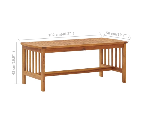 Mesa de centro de madera maciza de acacia 102x50x43 cm