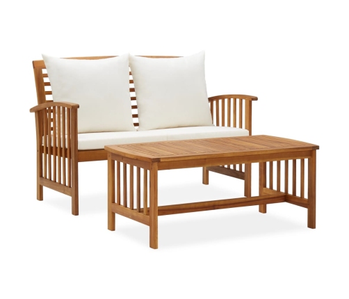 Muebles de jardín 2 piezas con cojines madera maciza de acacia